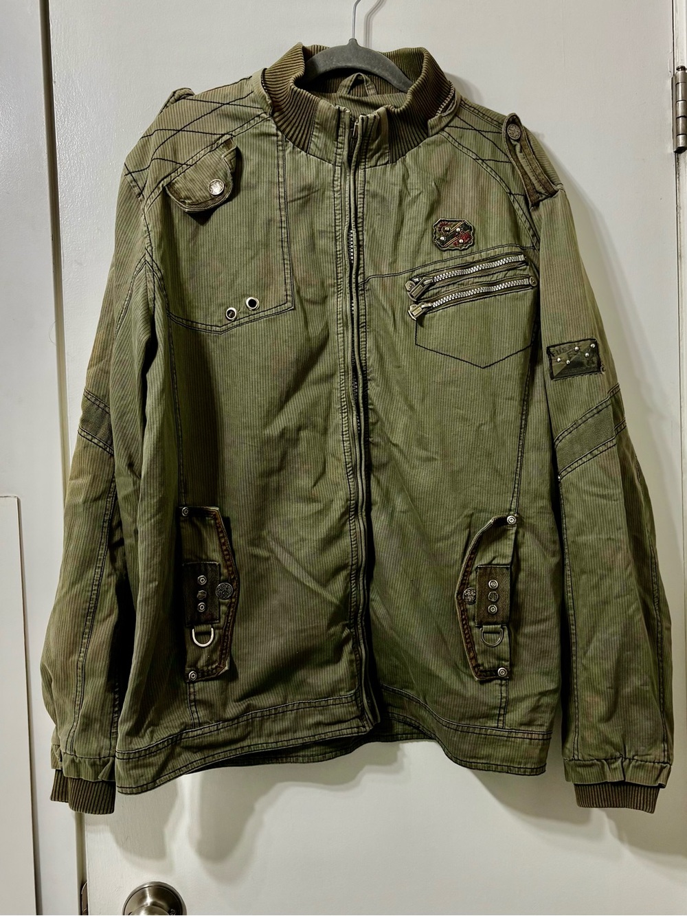 Women's Olive Green Utility Style Zip up Jacket